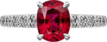 1895 solitaire, oval-cut ruby, paved  1895 solitaire, oval-cut ruby, paved