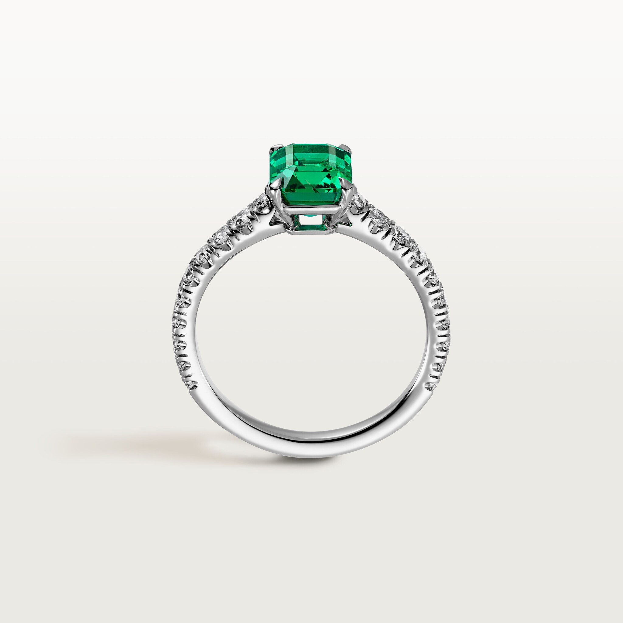 1895 solitaire, emerald-cut emerald, paved , image 5