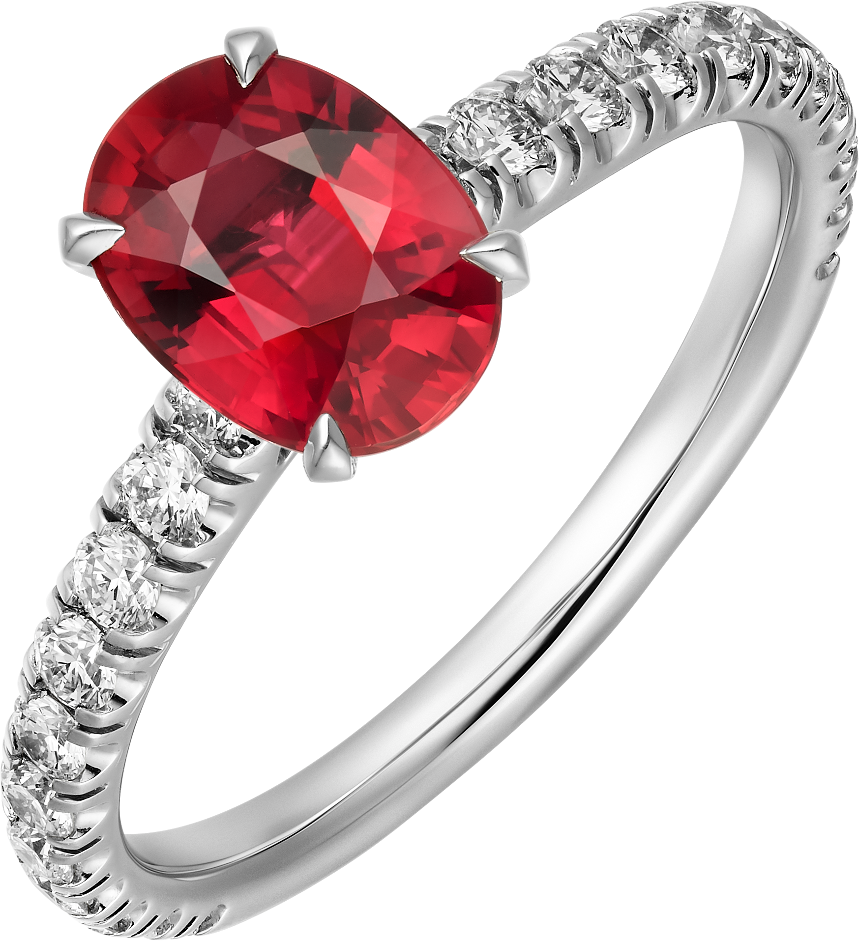 1895 solitaire, oval-cut ruby, paved , image 2