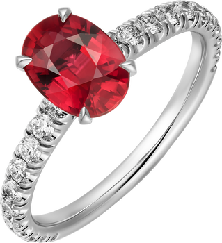 1895 solitaire, oval-cut ruby, paved  1895 solitaire, oval-cut ruby, paved