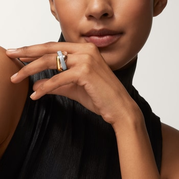 Trinity ring, cushion-shaped, large model, half-paved Trinity ring, cushion-shaped, large model, half-paved