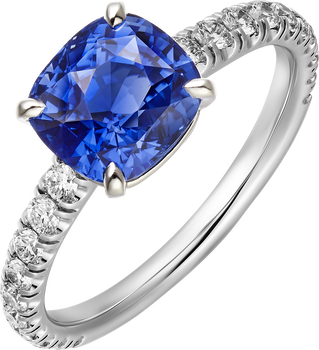 1895 solitaire, cushion-cut sapphire, paved  1895 solitaire, cushion-cut sapphire, paved