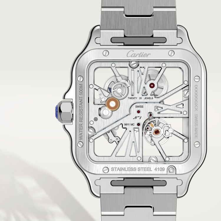 CRWHSA0015 Santos de Cartier watch Large model hand wound mechanical movement steel Cartier
