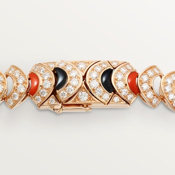 Géometrie & Contrastes necklace, coral, paved Géometrie & Contrastes necklace, coral, paved