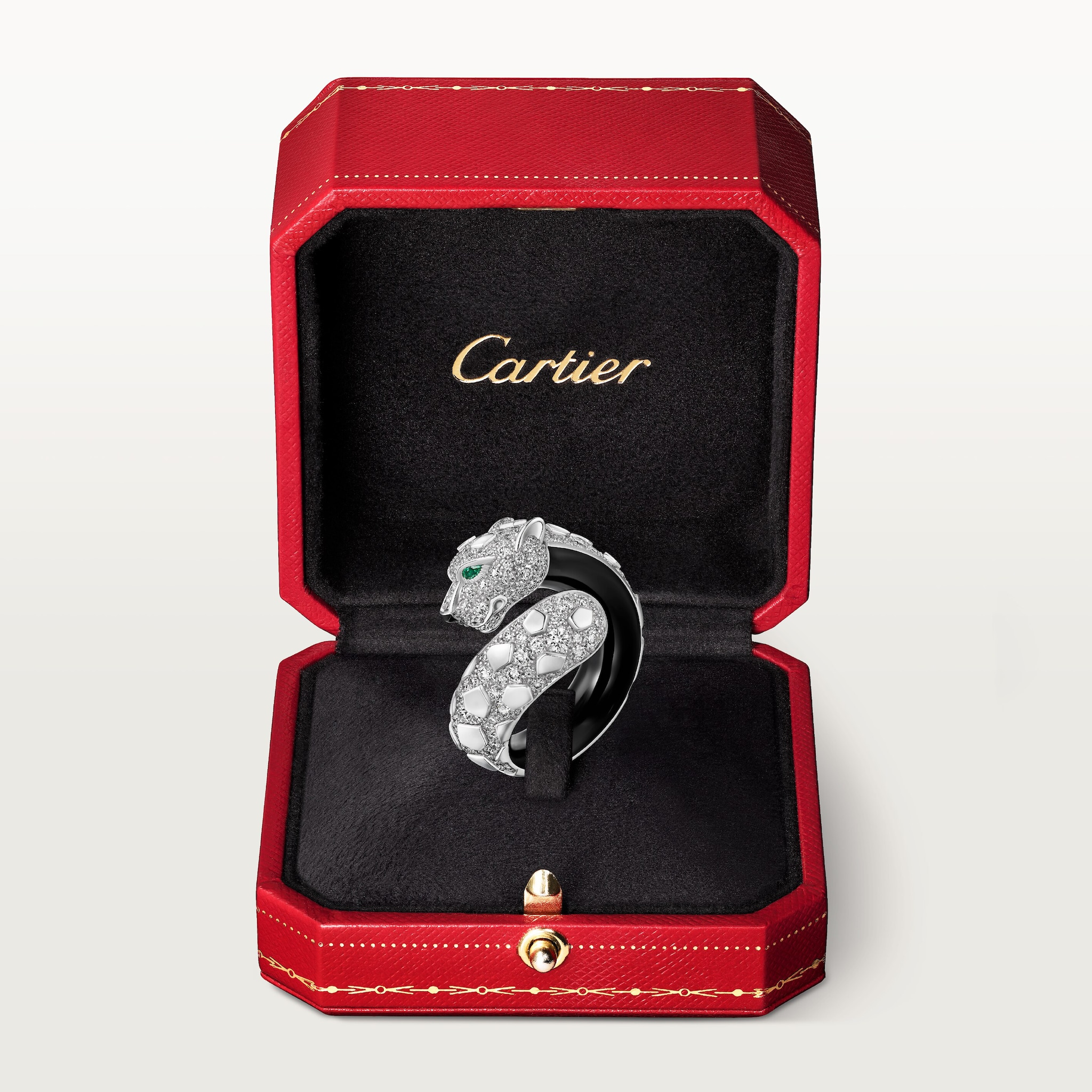 Bague Panth&egrave;re de Cartier, laque noire, pav&eacute;e, image 8