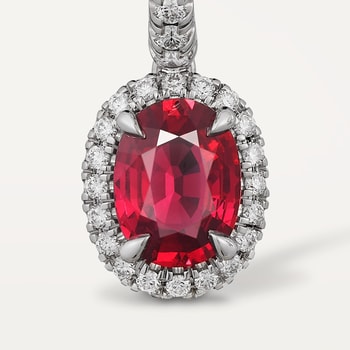 Cartier Destinée sleeper earrings, 2 oval-cut rubies, paved Cartier Destinée sleeper earrings, 2 oval-cut rubies, paved