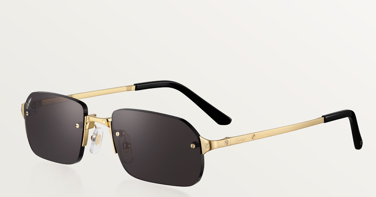Cartier ブラウン サングラス Santos de Cartier Sunglasses CT0386S 001 Gold Grey - eye-oo.com