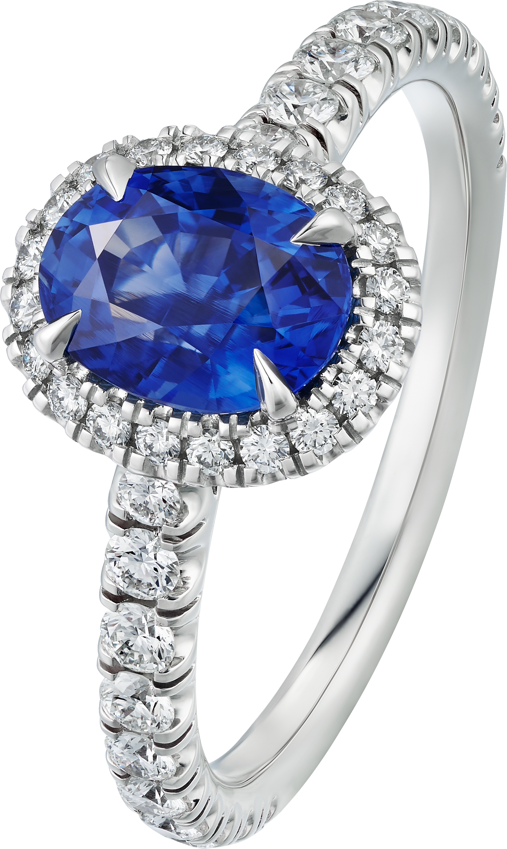 Cartier Destin&eacute;e solitaire, oval-cut sapphire, paved 