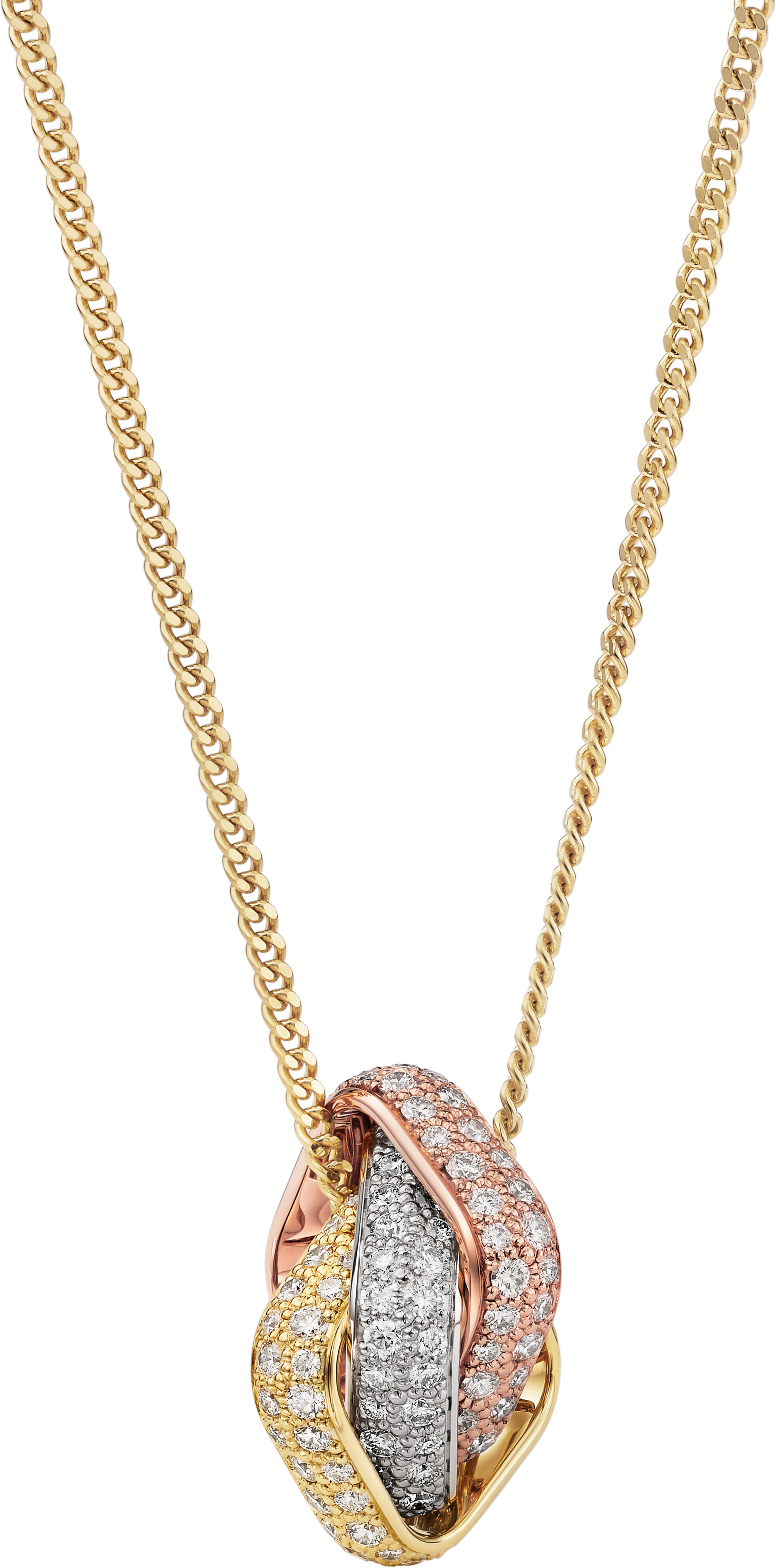 Trinity cushion pendant, paved