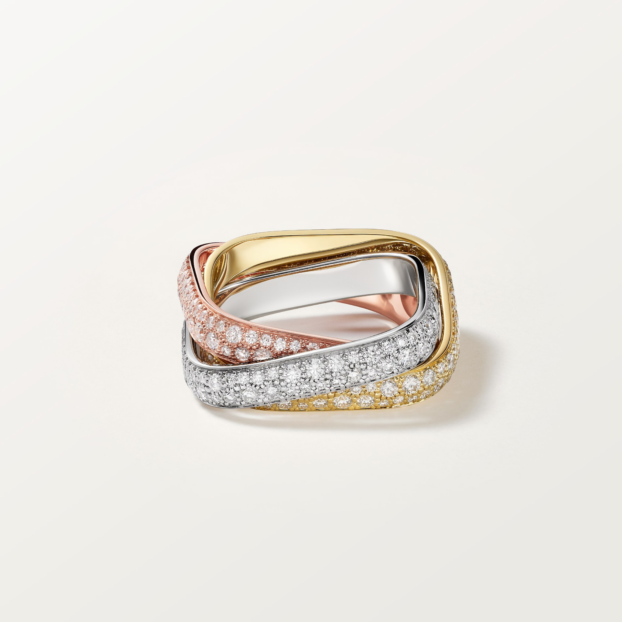 Trinity cushion ring, classic model, paved
