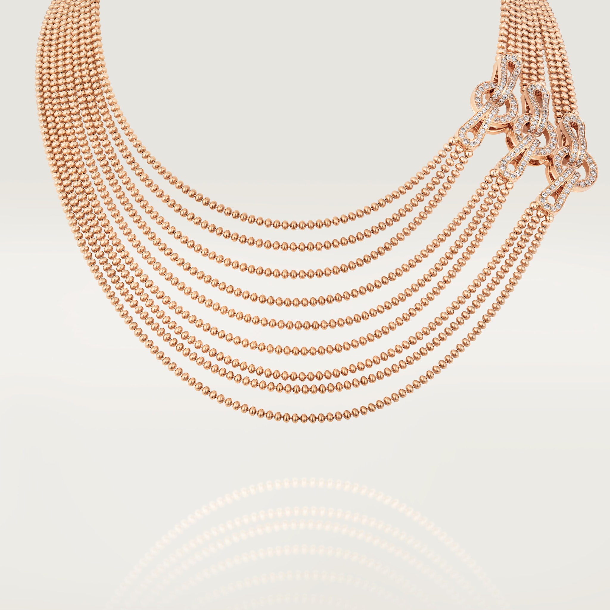 Agrafe necklace, medium model, half-paved