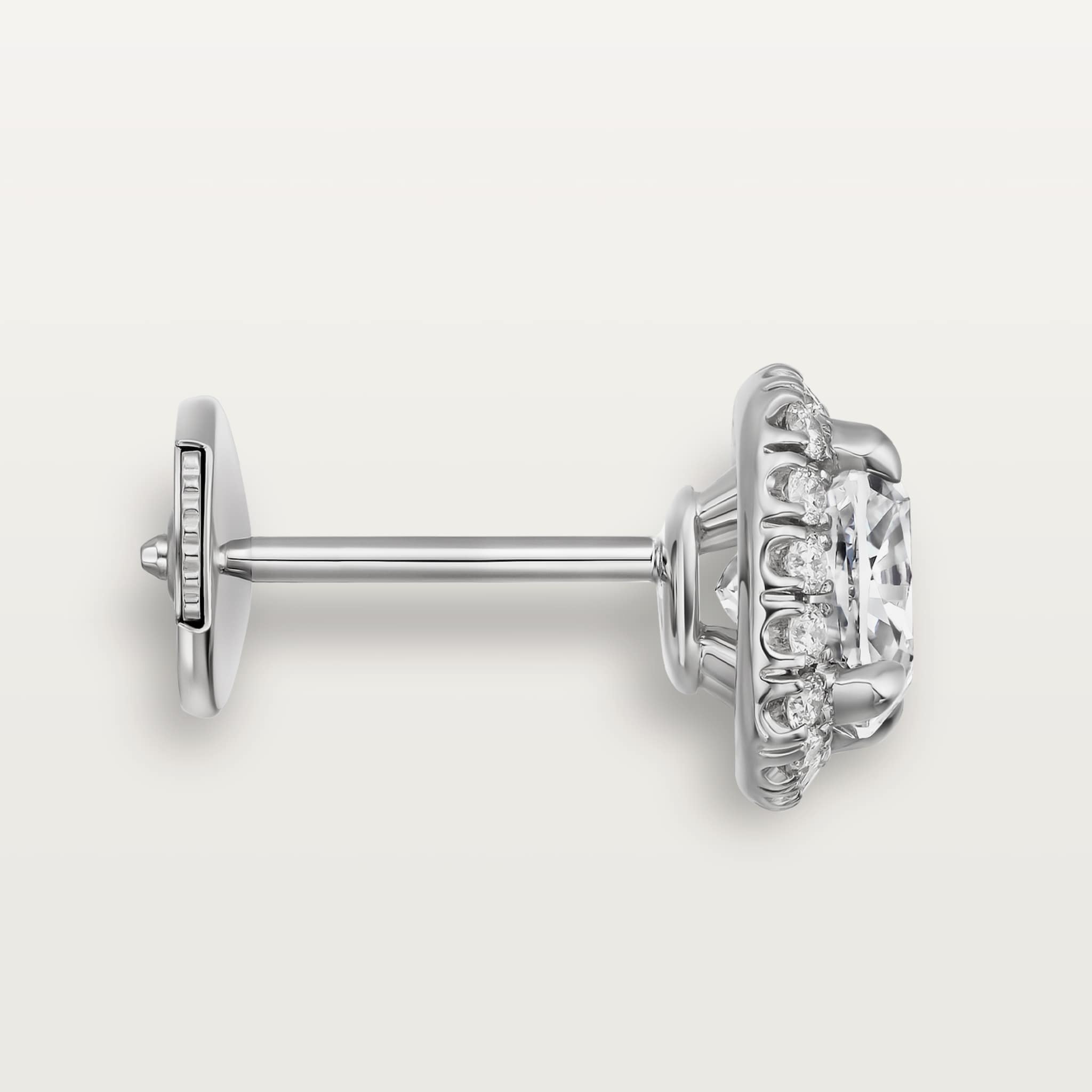 Cartier Destin&eacute;e stud earrings, 2 cushion-cut diamonds, paved, image 2