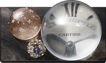Silver obsidian Les Galaxies de Cartier desk clock Silver obsidian Les Galaxies de Cartier desk clock