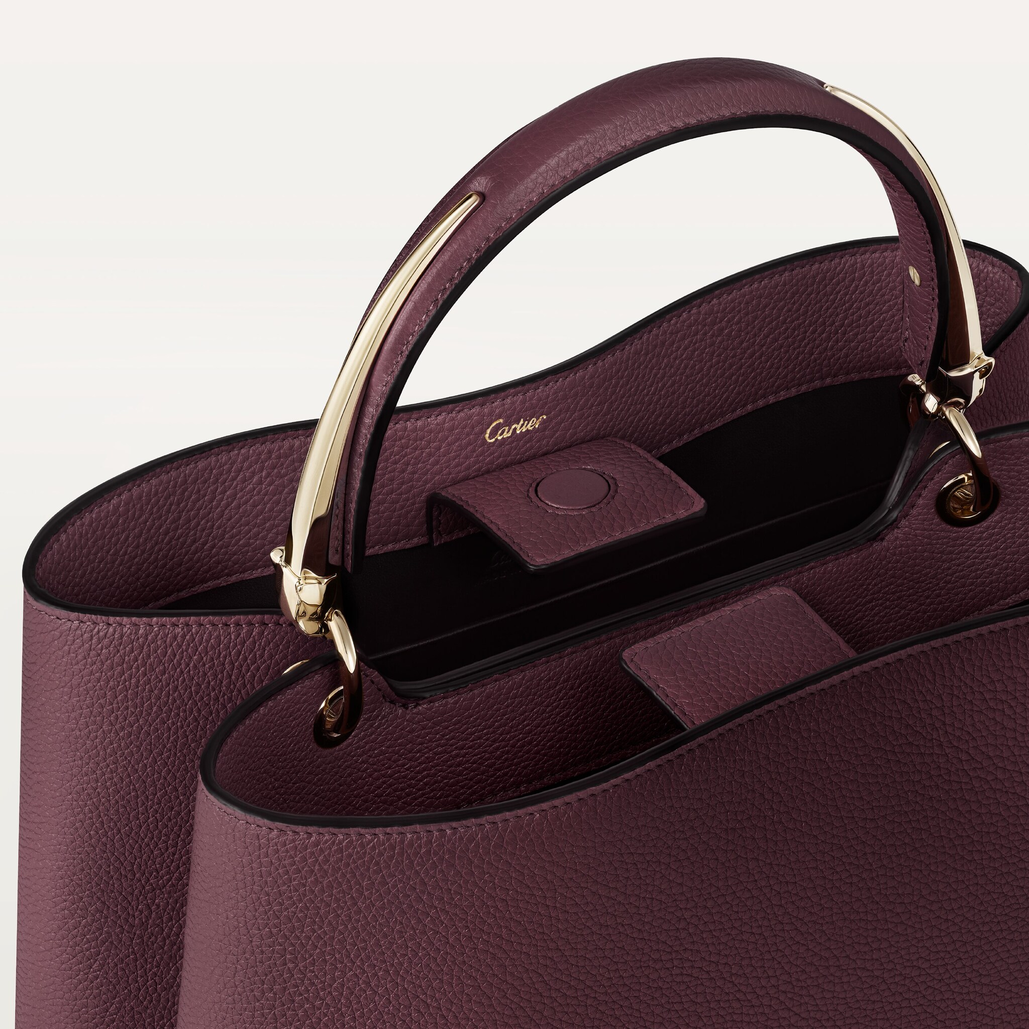 Cartier ダークブラウン レザー バッグ Small bag, Panthère Double - Plum grained calfskin - CRL1002585