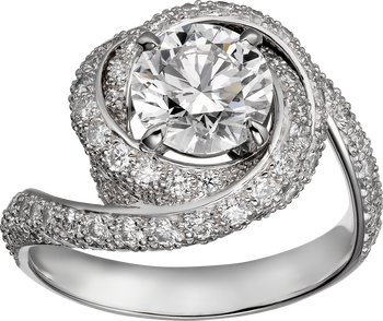 Trinity Ruban solitaire, brilliant-cut diamond, paved  Trinity Ruban solitaire, brilliant-cut diamond, paved