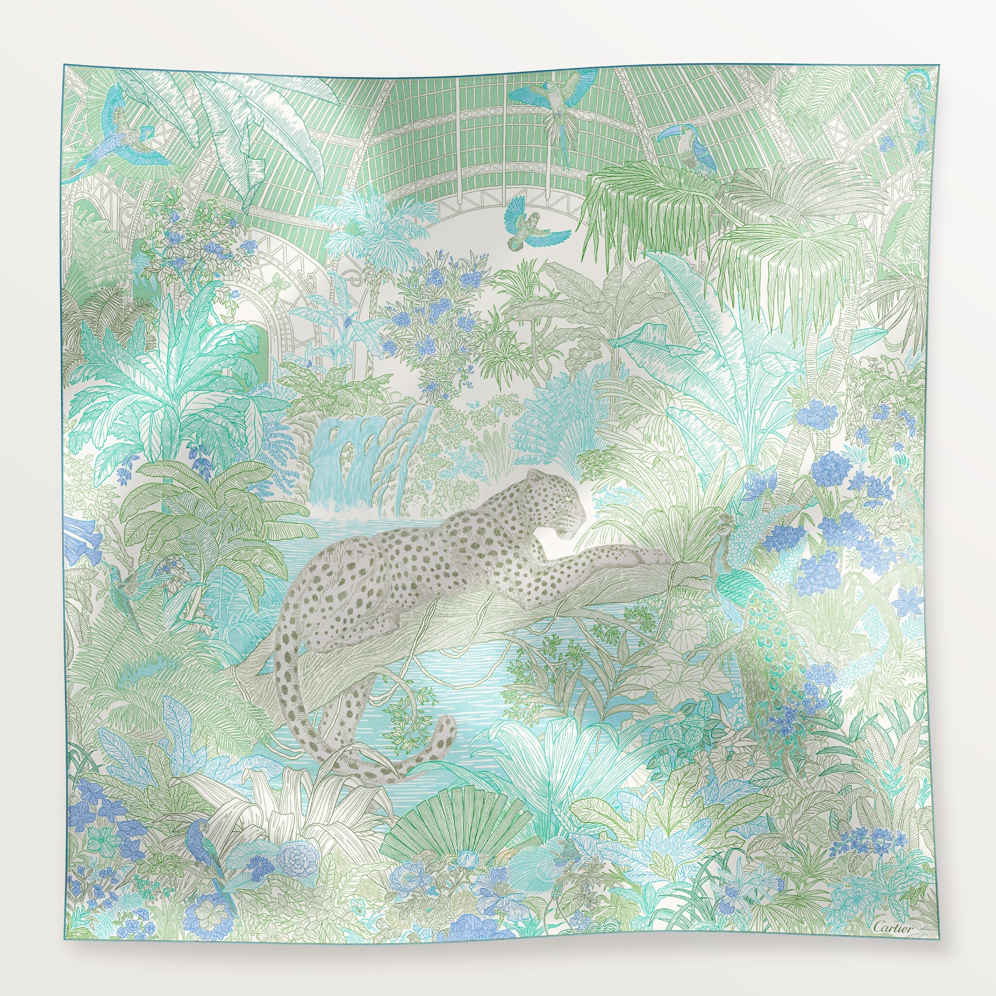 Cartier Panther Scarf カルティエ　スカーフ カルティエ Cartier/スカーフ レッド ヒョウ アニマル 動物