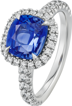 Cartier Destinée solitaire, cushion-cut sapphire, paved  Cartier Destinée solitaire, cushion-cut sapphire, paved