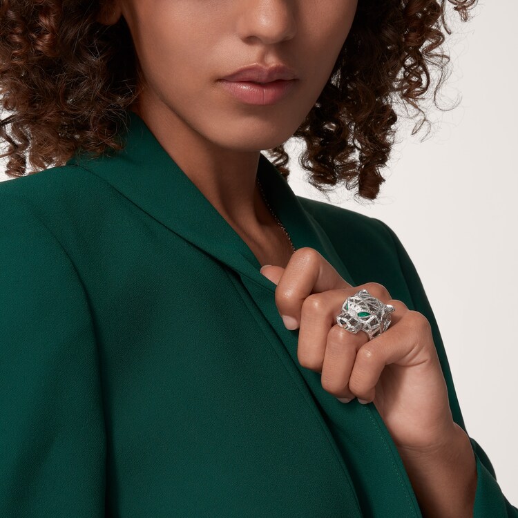 CRN4722400 Panthere de Cartier ring White gold emeralds onyx diamonds Cartier