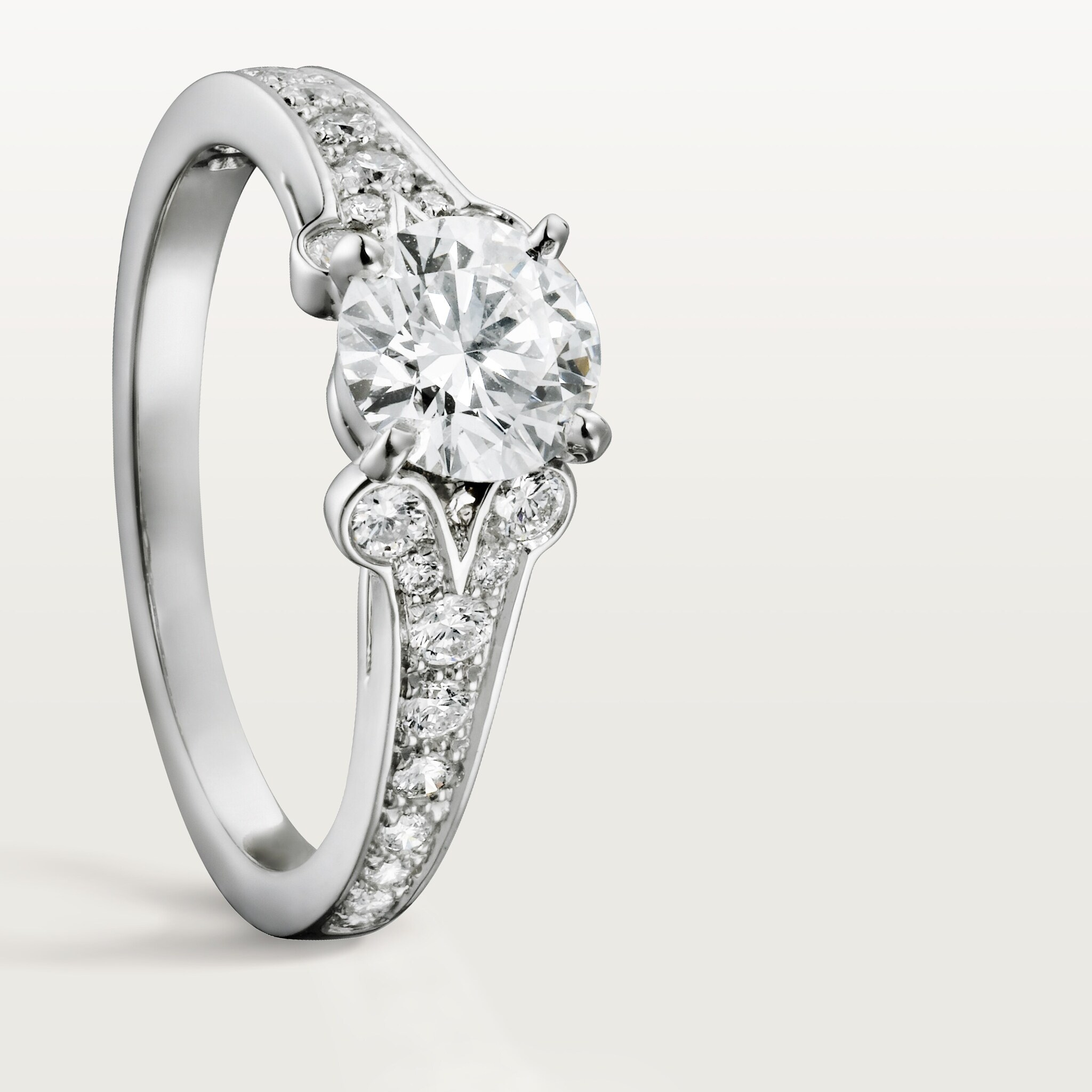 Ballerine solitaire, brilliant-cut diamond, paved 