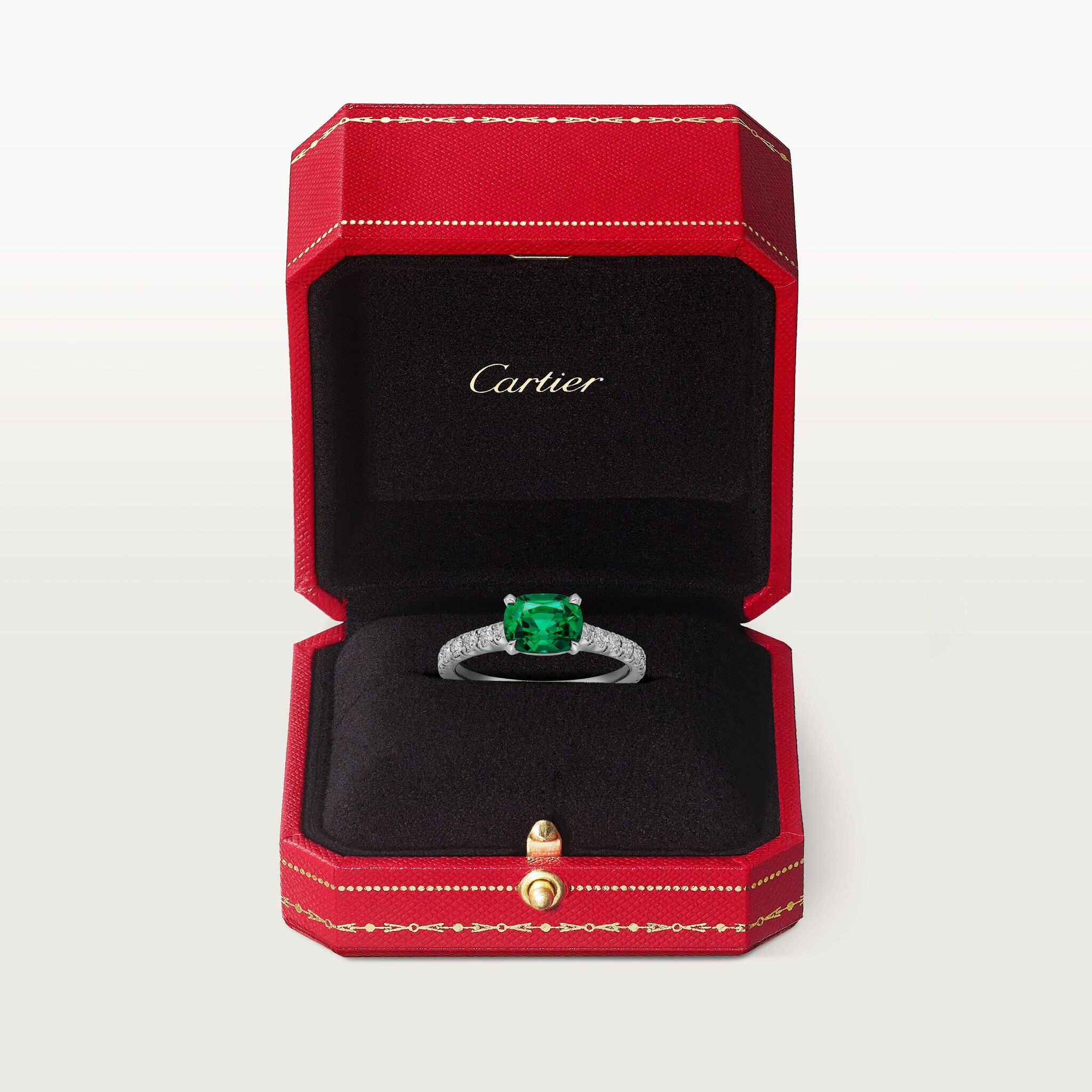 1895 솔리테어, 쿠션 컷 에메랄드, 파베 세팅 , 이미지 8