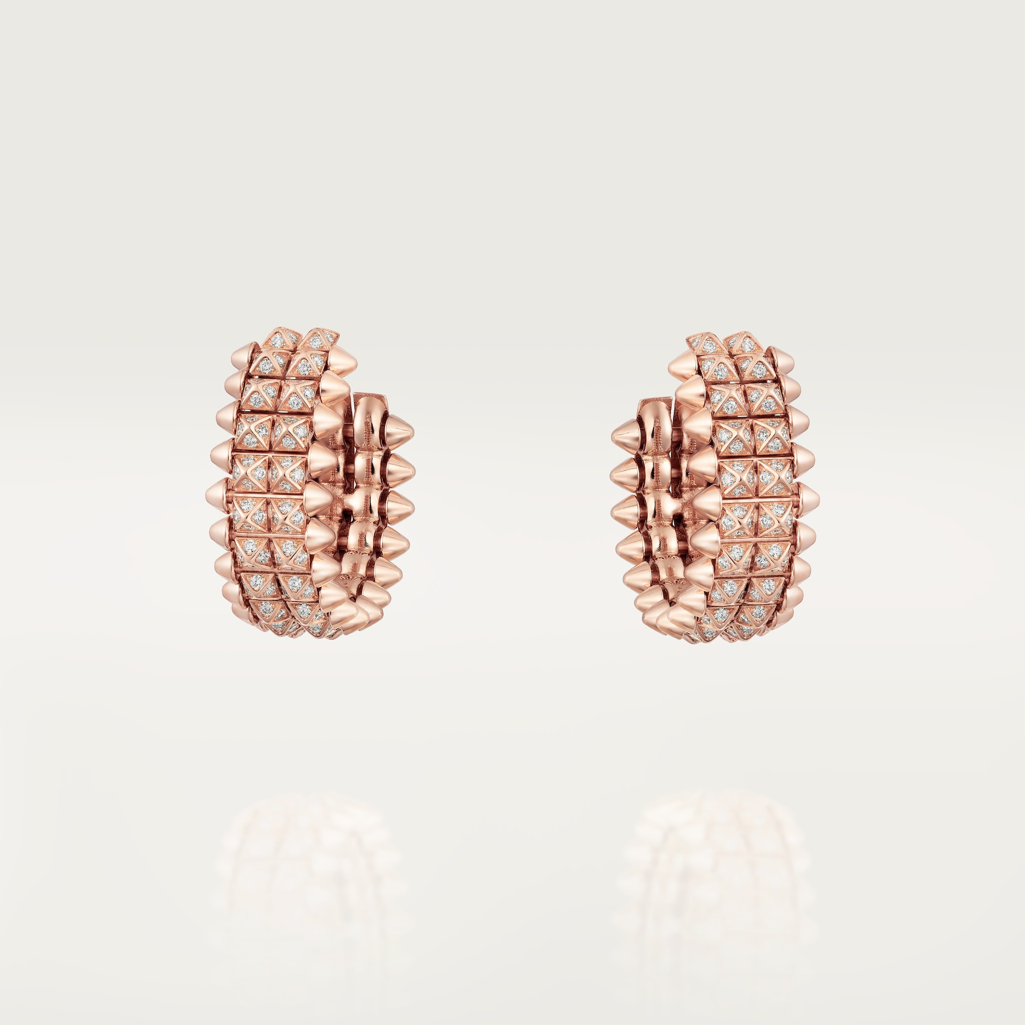 Clash de Cartier hoop earrings, double row, paved