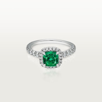 Cartier Destinée solitaire, cushion-cut emerald, paved  Cartier Destinée solitaire, cushion-cut emerald, paved