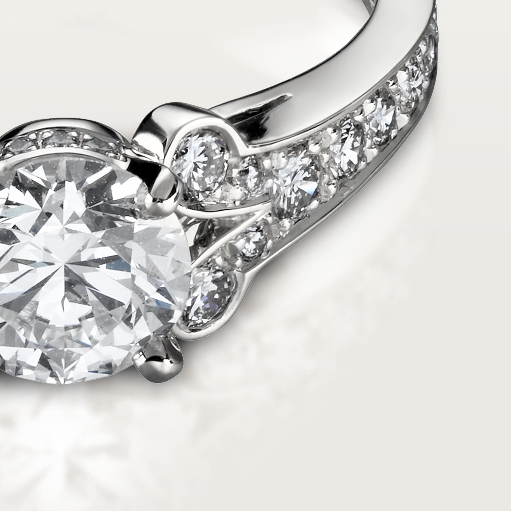 Ballerine solitaire, brilliant-cut diamond, paved 