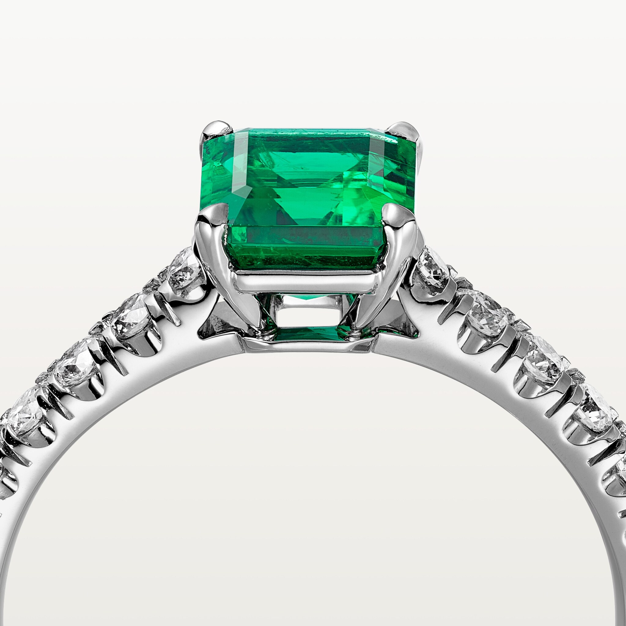 1895 solitaire, emerald-cut emerald, paved 