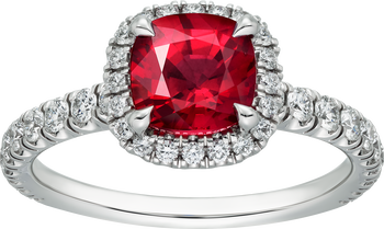 Cartier Destinée solitaire, cushion-cut ruby, paved  Cartier Destinée solitaire, cushion-cut ruby, paved