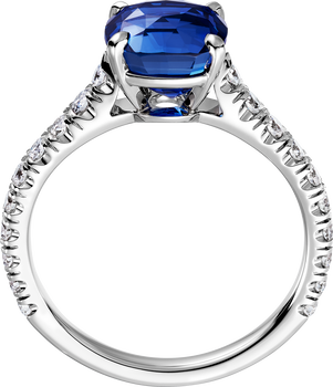 1895 solitaire, cushion-cut sapphire, paved  1895 solitaire, cushion-cut sapphire, paved
