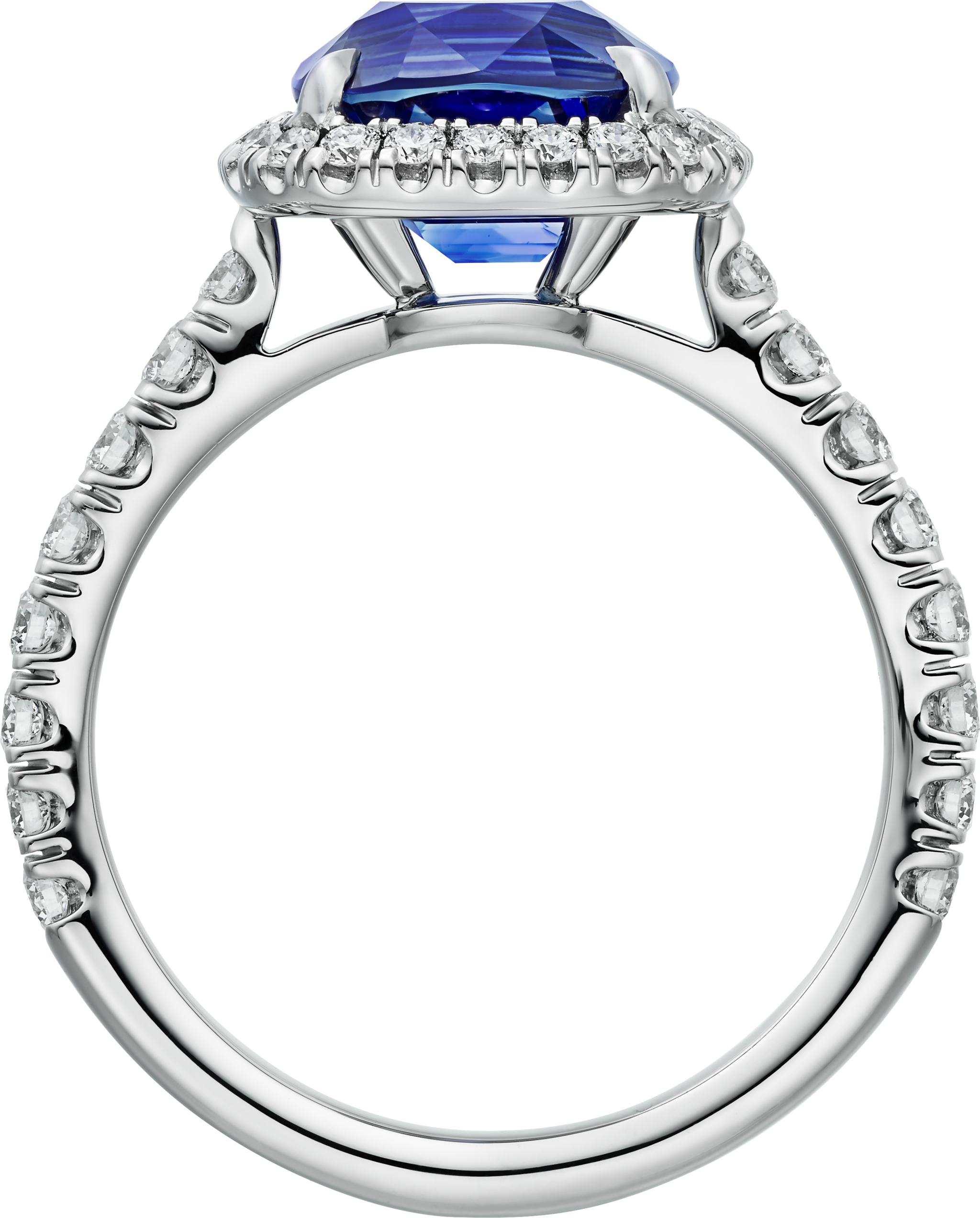 Cartier Destin&eacute;e solitaire, cushion-cut sapphire, paved 