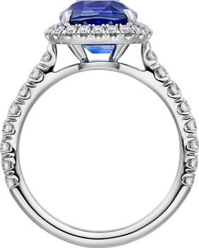 Cartier Destinée solitaire, cushion-cut sapphire, paved  Cartier Destinée solitaire, cushion-cut sapphire, paved