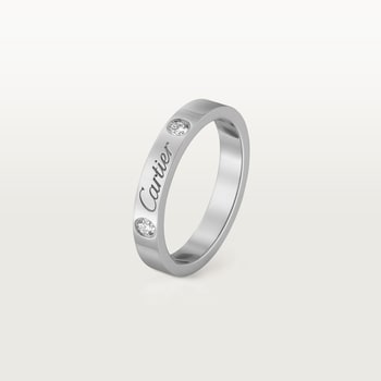 C de Cartier wedding band, 3 mm width, 2 diamonds C de Cartier wedding band, 3 mm width, 2 diamonds