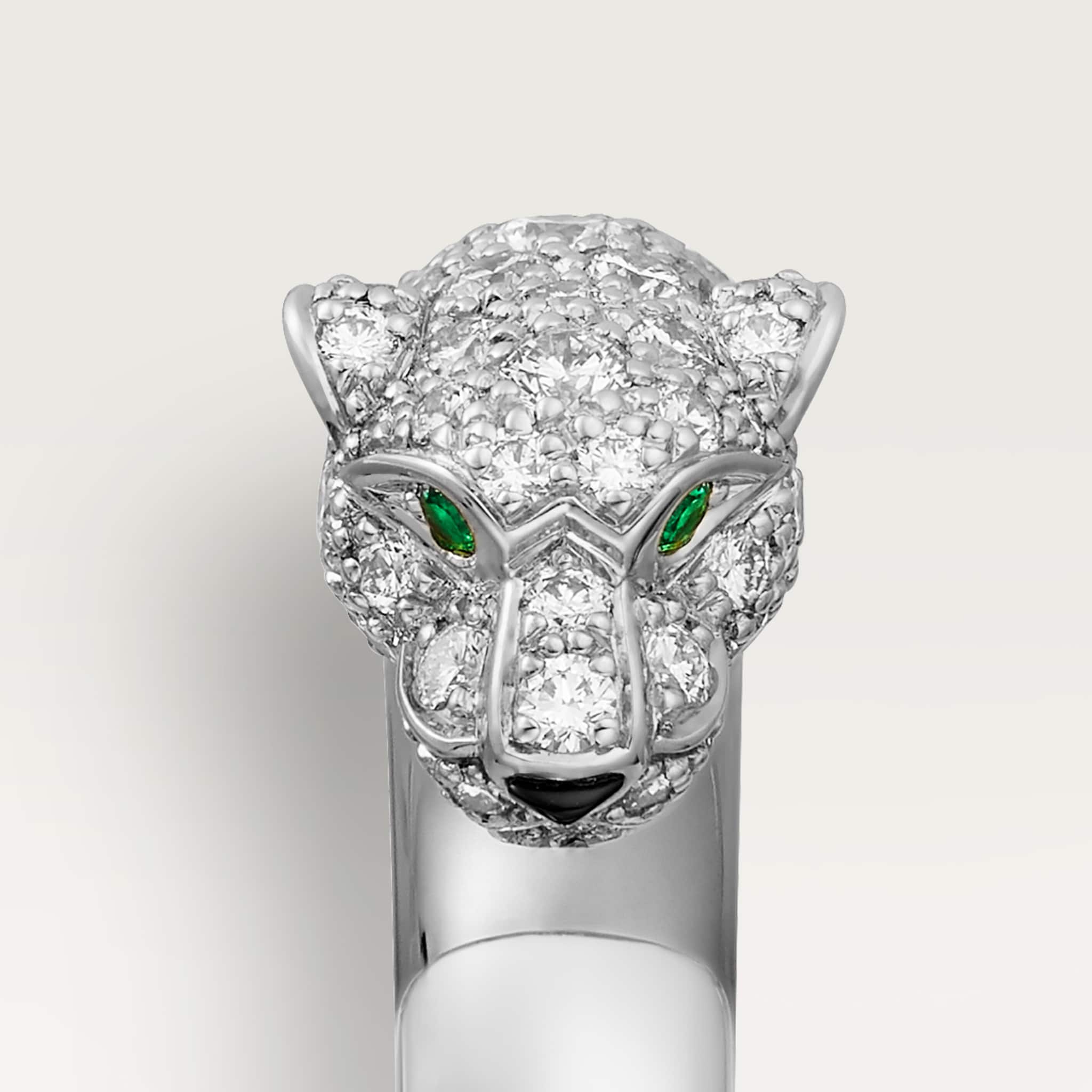 Panth&egrave;re de Cartier ring, small model, half-paved