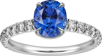 1895 solitaire, oval-cut sapphire, paved  1895 solitaire, oval-cut sapphire, paved