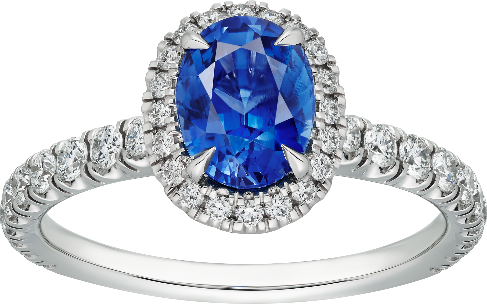 Cartier Destin&eacute;e solitaire, oval-cut sapphire, paved 