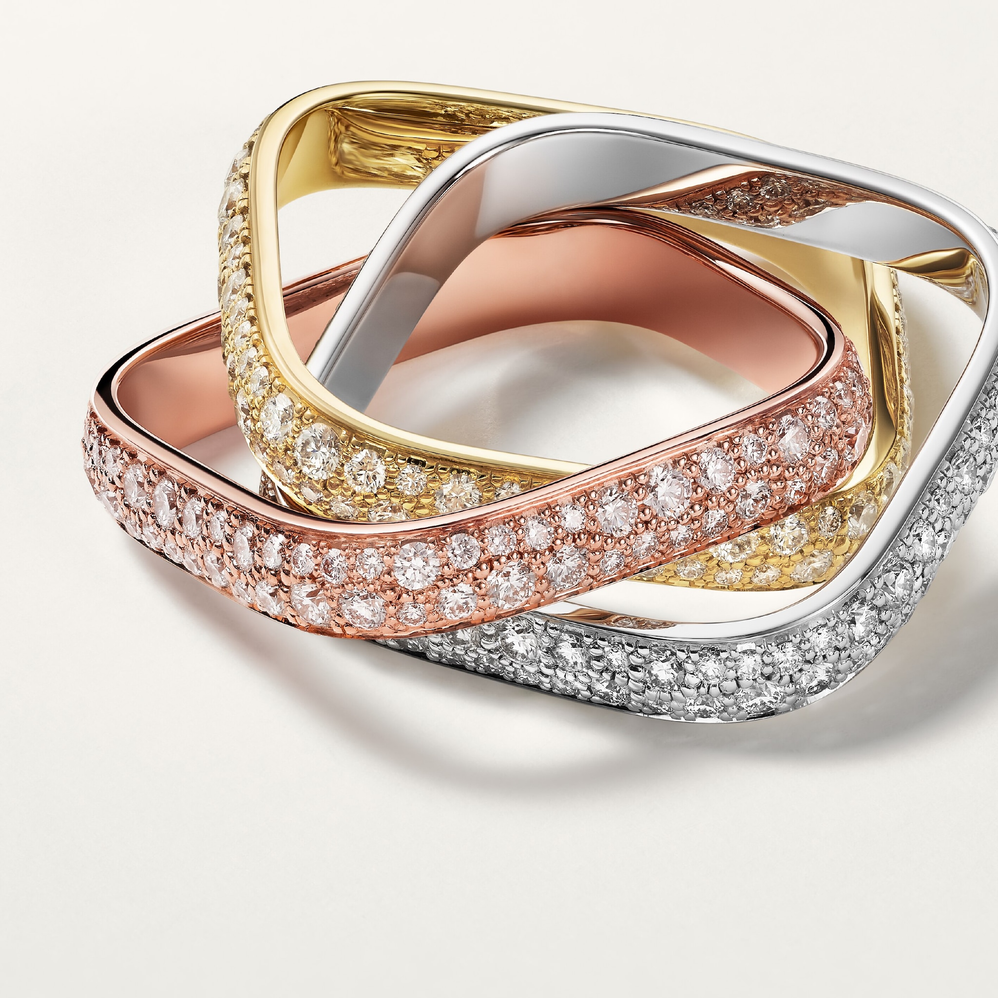 Trinity cushion ring, classic model, paved