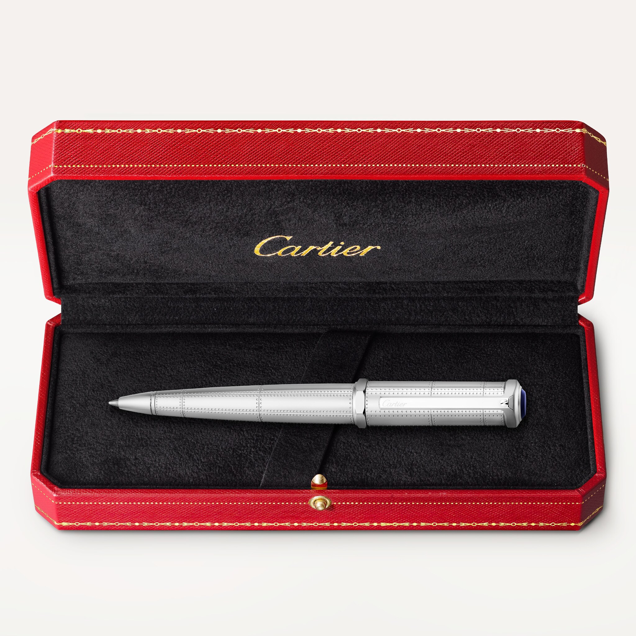 カルティエSANTOS-DUMONT BALLPOINT PEN　新品　未使用 CARTIER Santos Dumont Ballpoint Pen Silver Palladium Finish