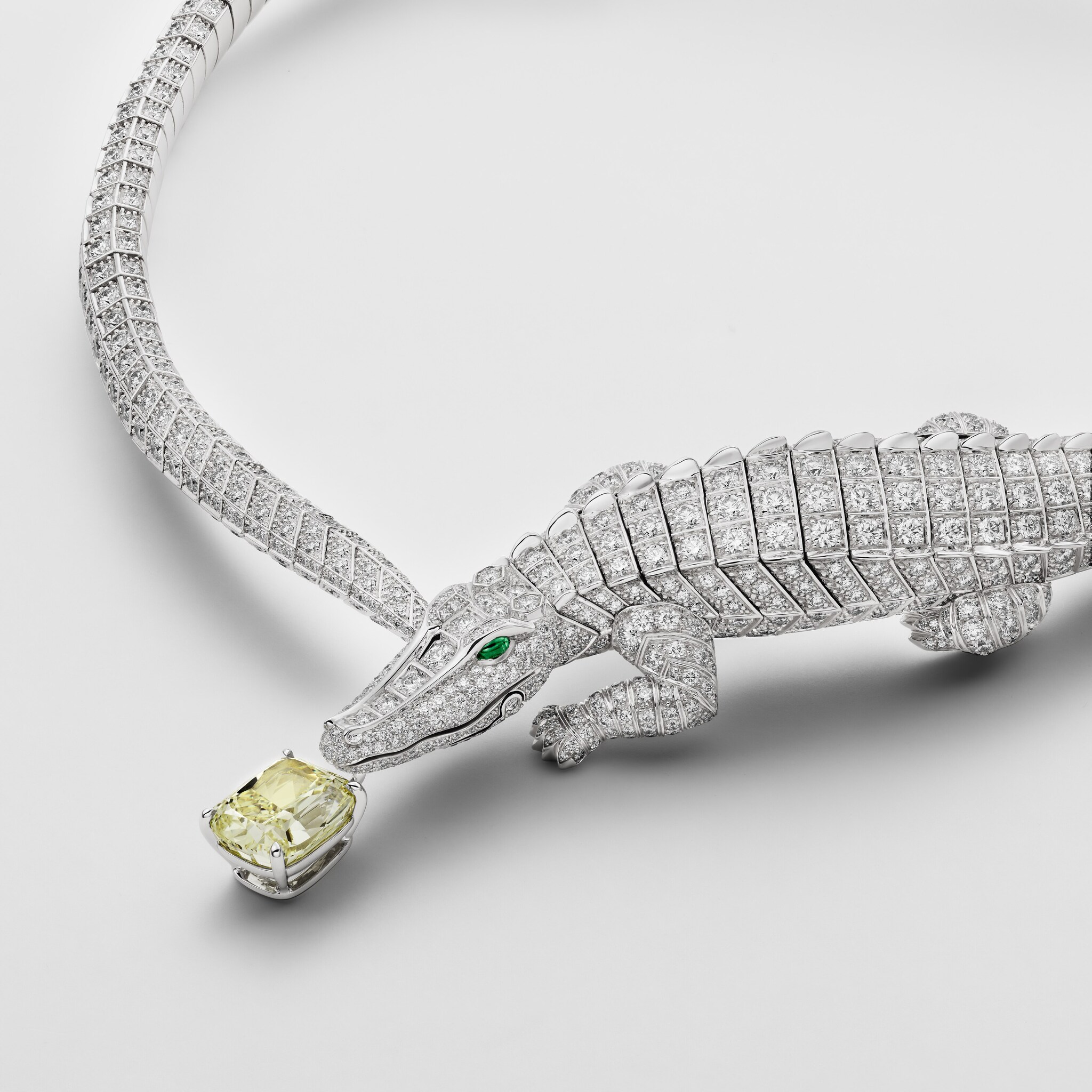 Cartier Fauna and Flora necklace, yellow cushion-cut diamond, paved
