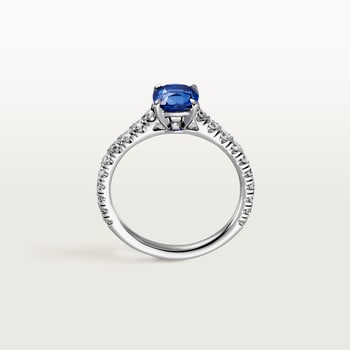 1895 solitaire, cushion-cut sapphire, paved  1895 solitaire, cushion-cut sapphire, paved