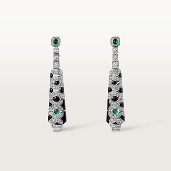 Panthère de Cartier earrings, emeralds, paved Panthère de Cartier earrings, emeralds, paved