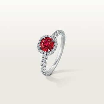Cartier Destinée solitaire, cushion-cut ruby, paved  Cartier Destinée solitaire, cushion-cut ruby, paved