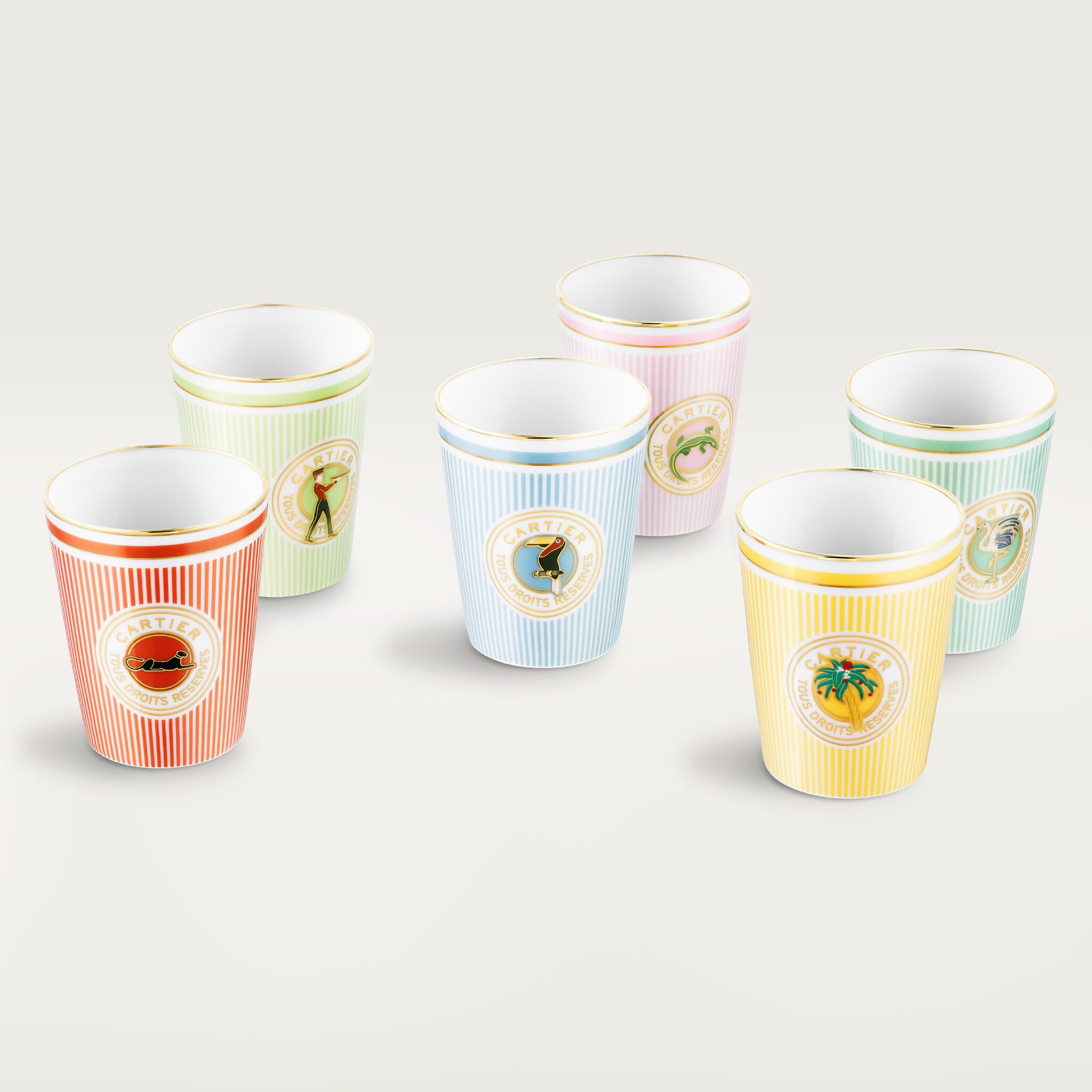 Set of six Cartier Characters glasses
