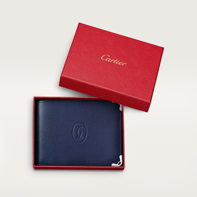 CRL3001649 6 Credit Card Wallet Must de Cartier Blue calfskin stainless steel finish Cartier