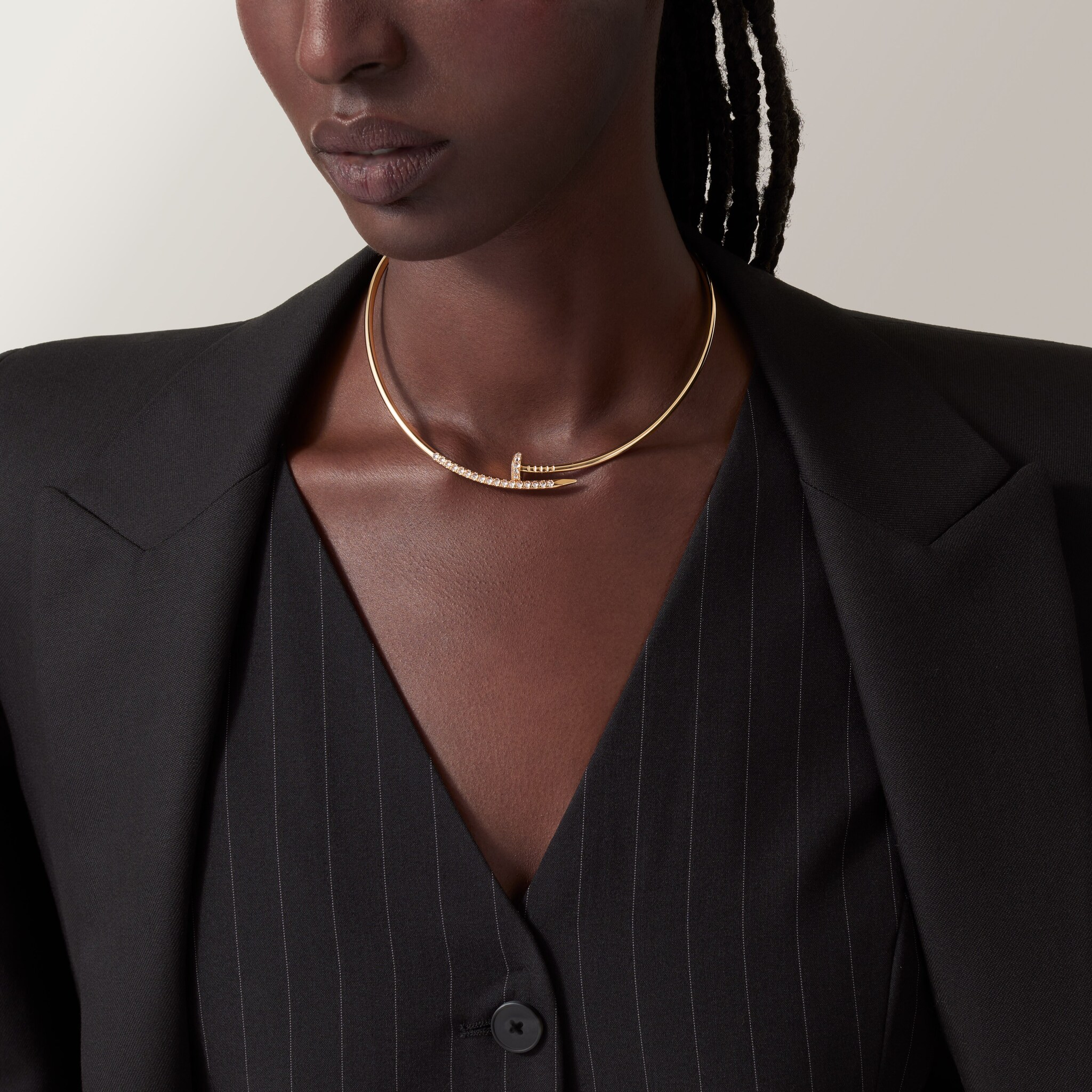 Juste un Clou torque necklace, small model, reverse-set diamonds