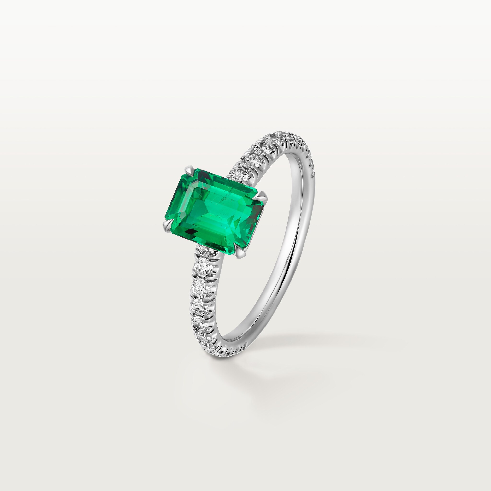 1895 solitaire, emerald-cut emerald, paved 