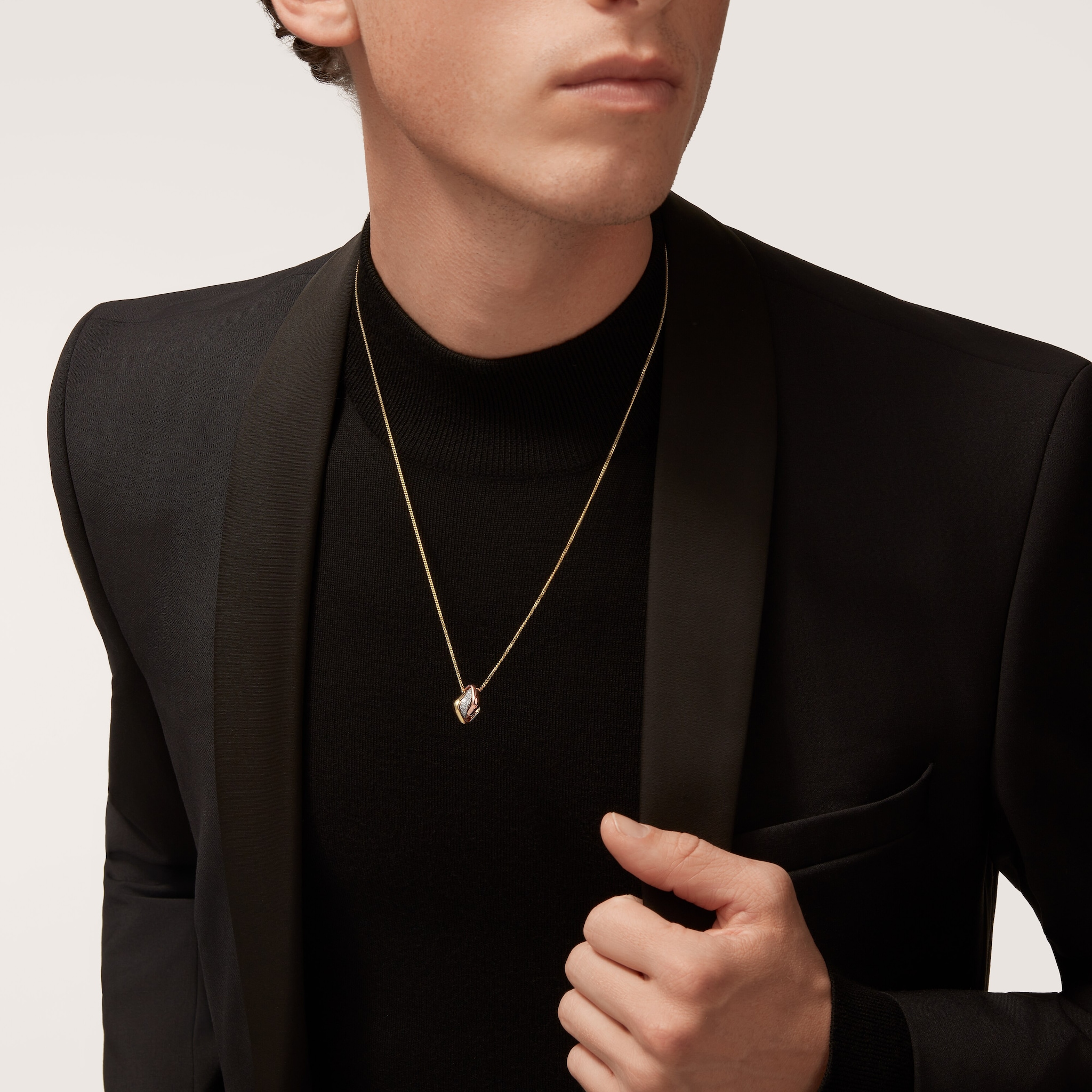 Trinity pendant, cushion-shaped, half-paved