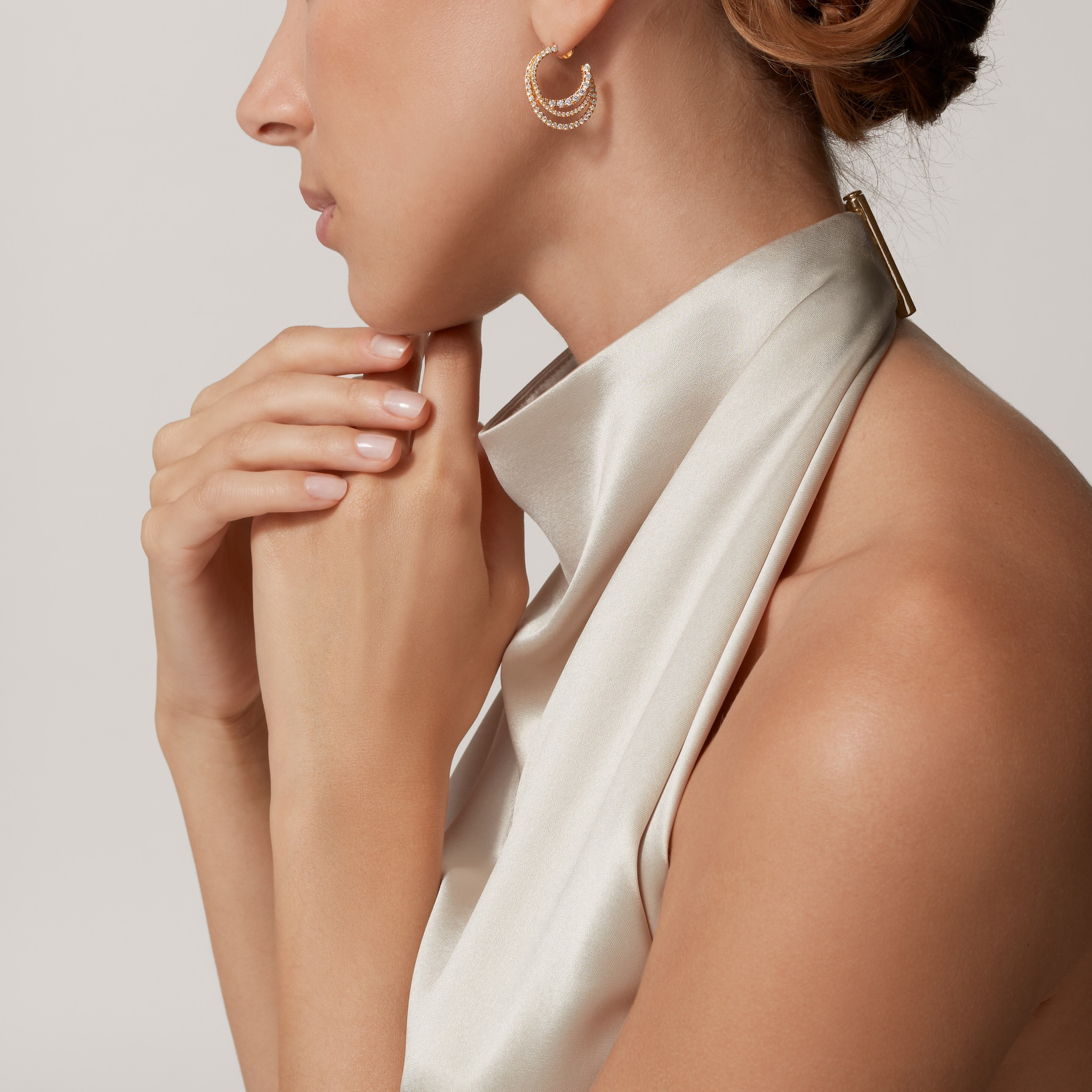 Etincelle de Cartier hoop earrings, triple row, paved