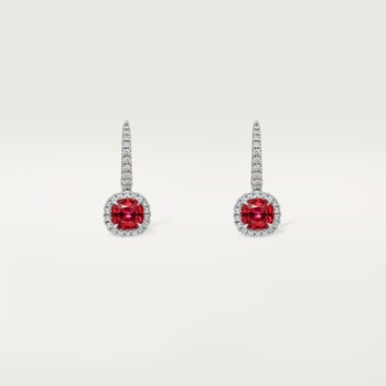 Cartier Destinée sleeper earrings, 2 cushion-cut rubies, paved Cartier Destinée sleeper earrings, 2 cushion-cut rubies, paved