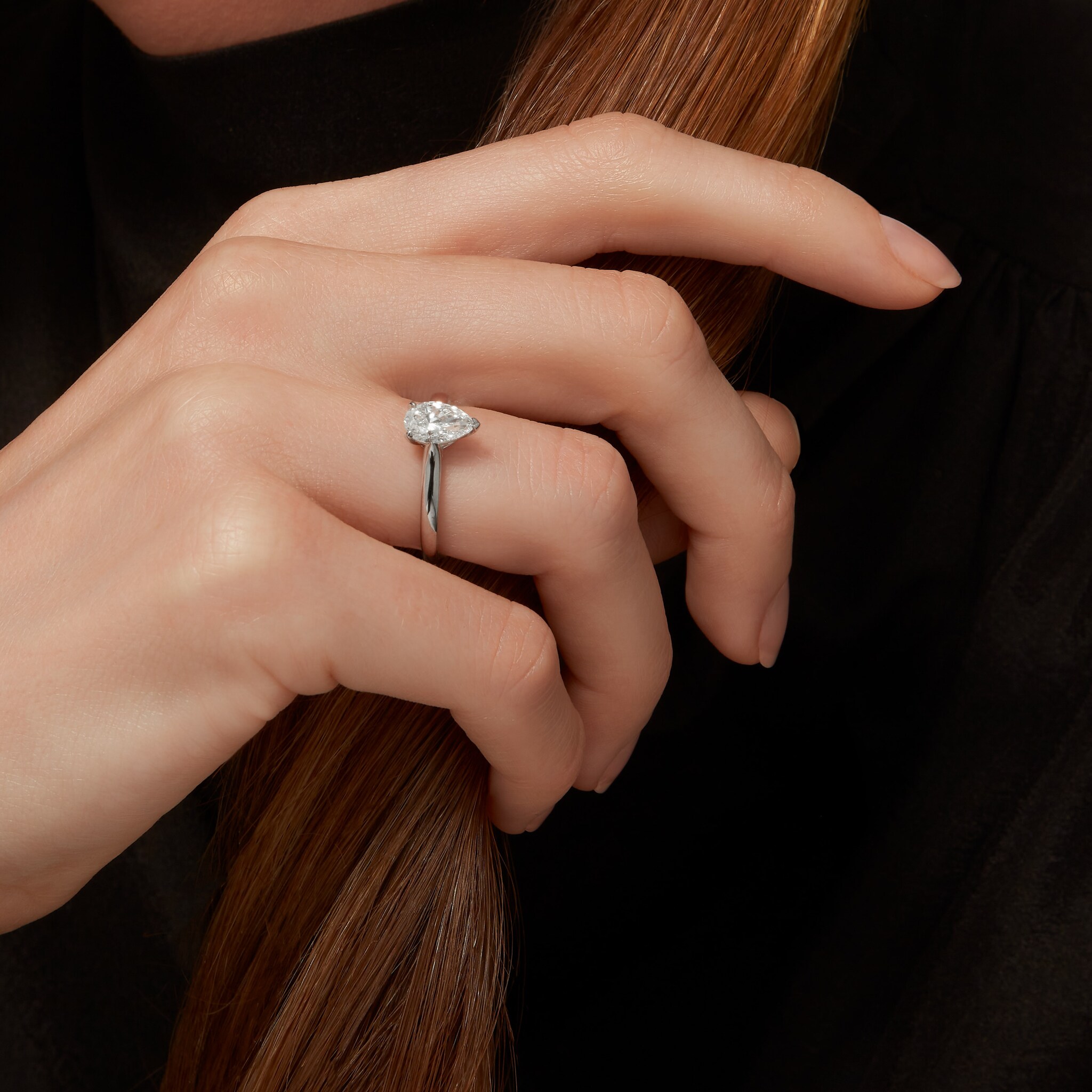 1895 solitaire, pear-shaped diamond